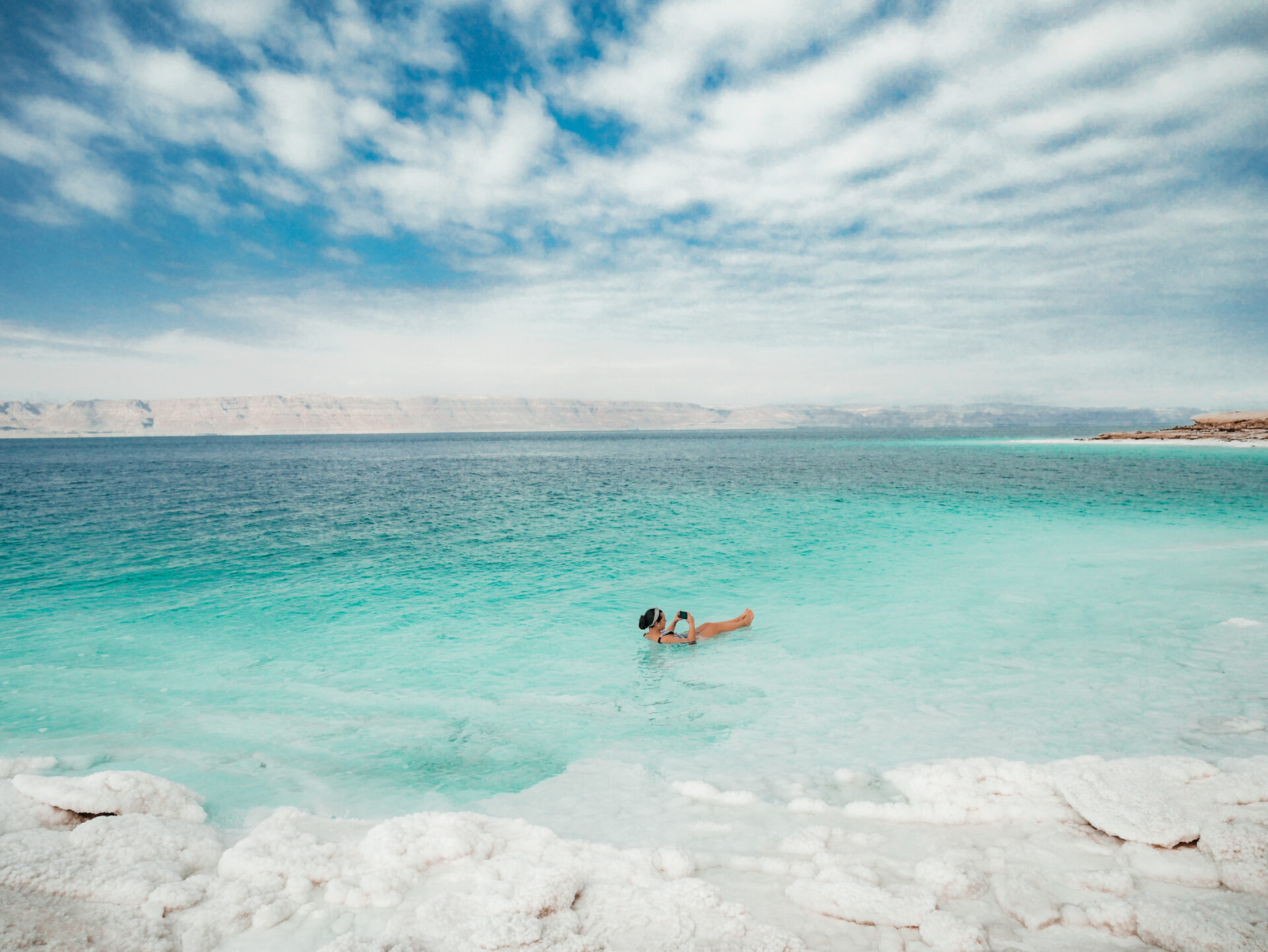 Baignade mer morte Jordanie