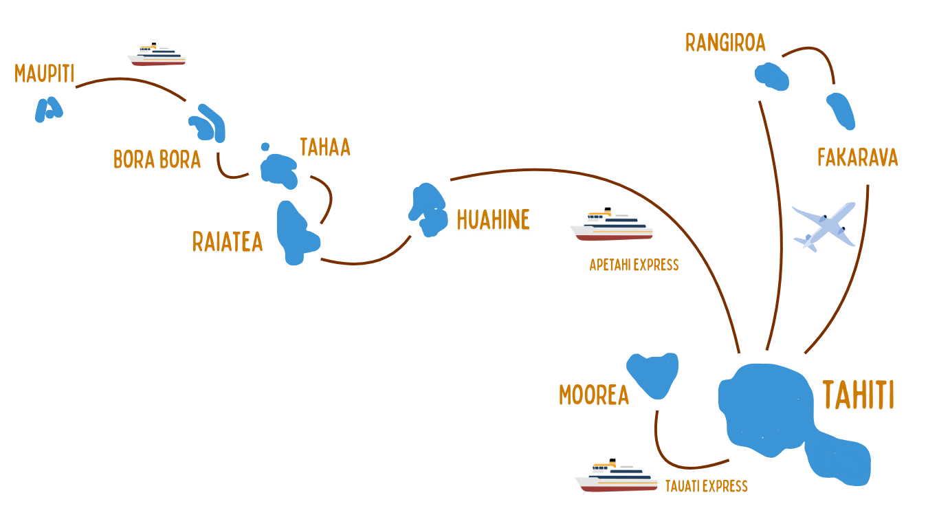 Carte Tahiti itinéraire
