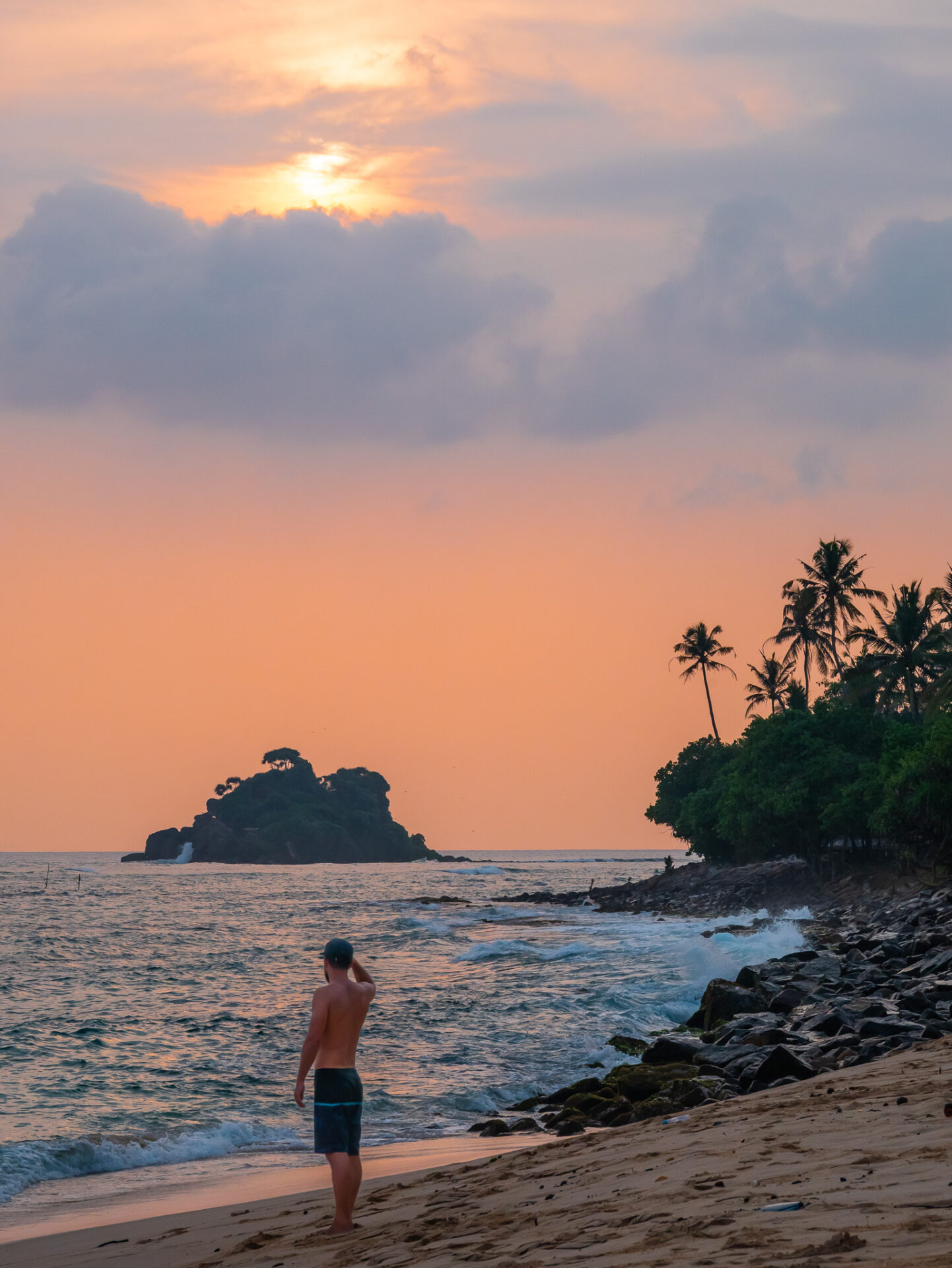 coucher de soleil à Midigama