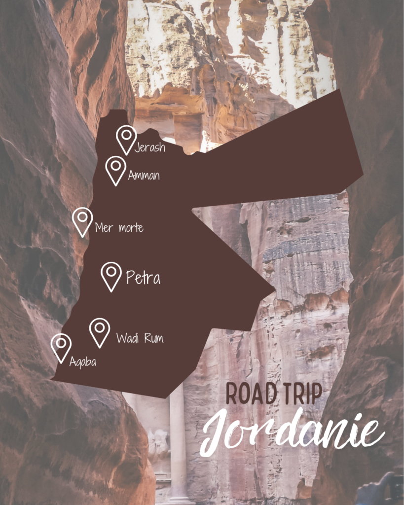 Carte itinéraire en Jordanie